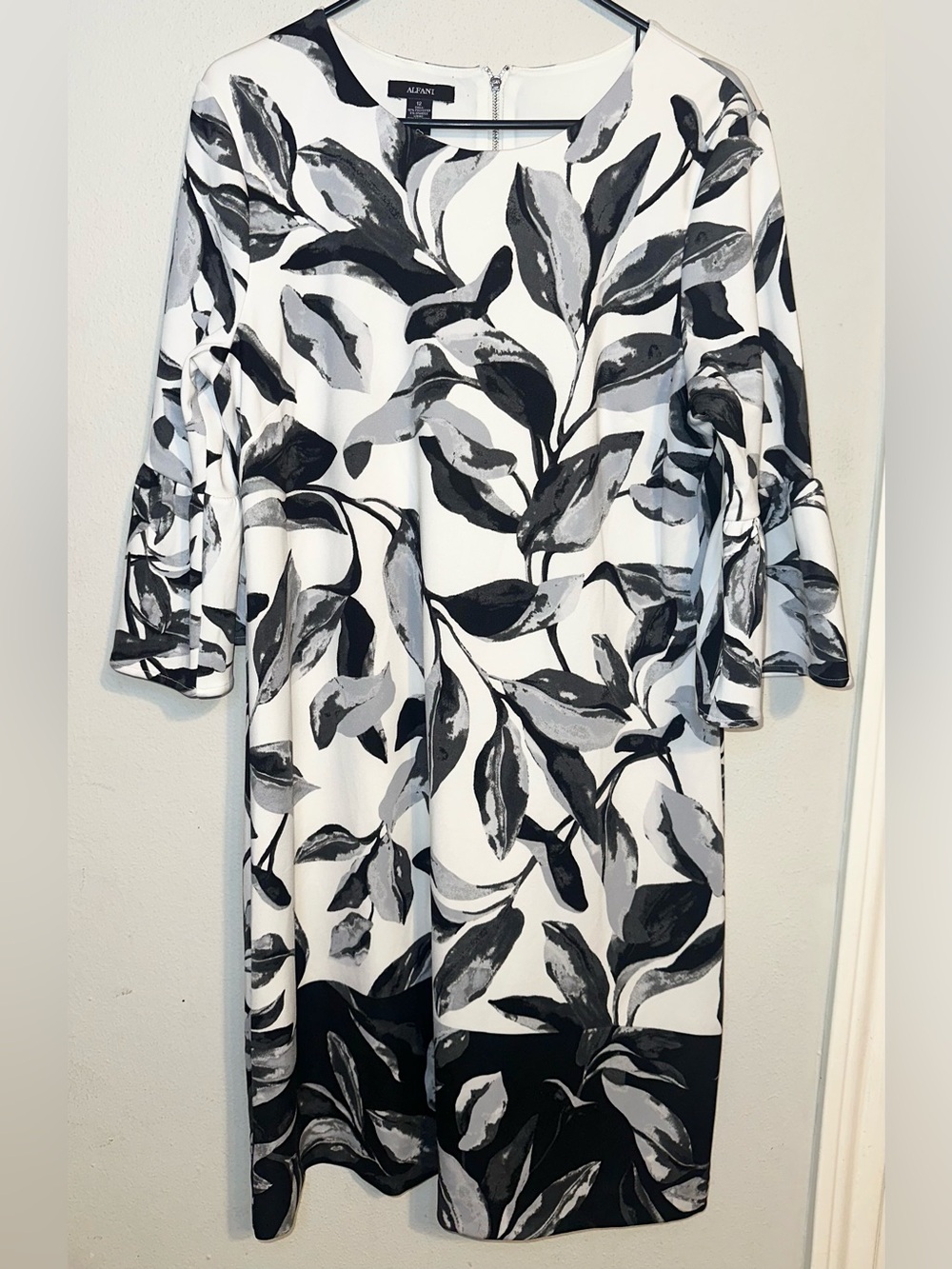 Alfani Black & White Leaf Print Dress